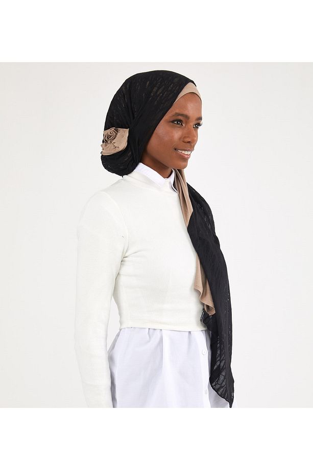 Nefesli Penye Şal Vizon \ Siyah - 4