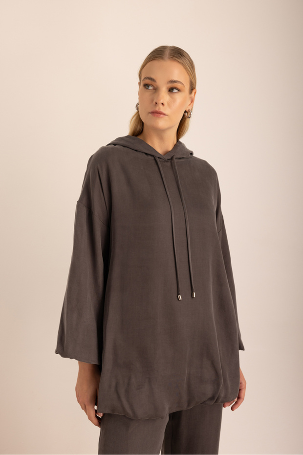 Kapuşonlu Balon Sweatshirt - 6