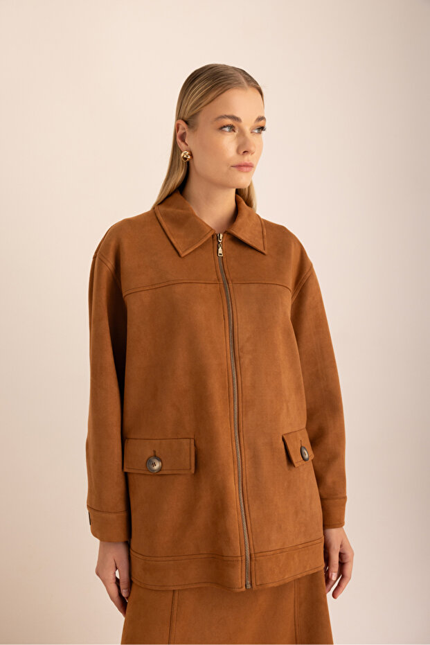 Oversize Süet Ceket - 2