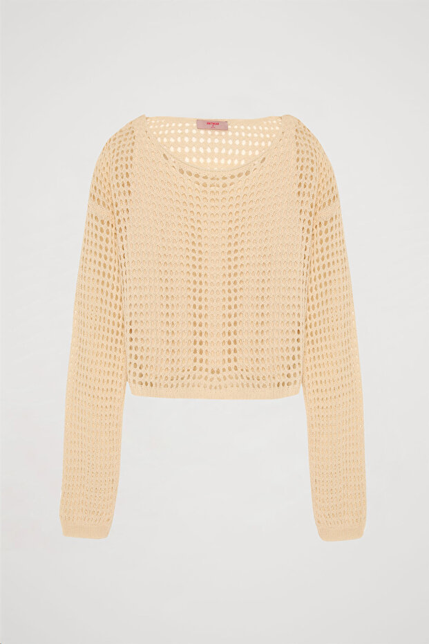 Ajurlu İkili Triko Ekru - 2