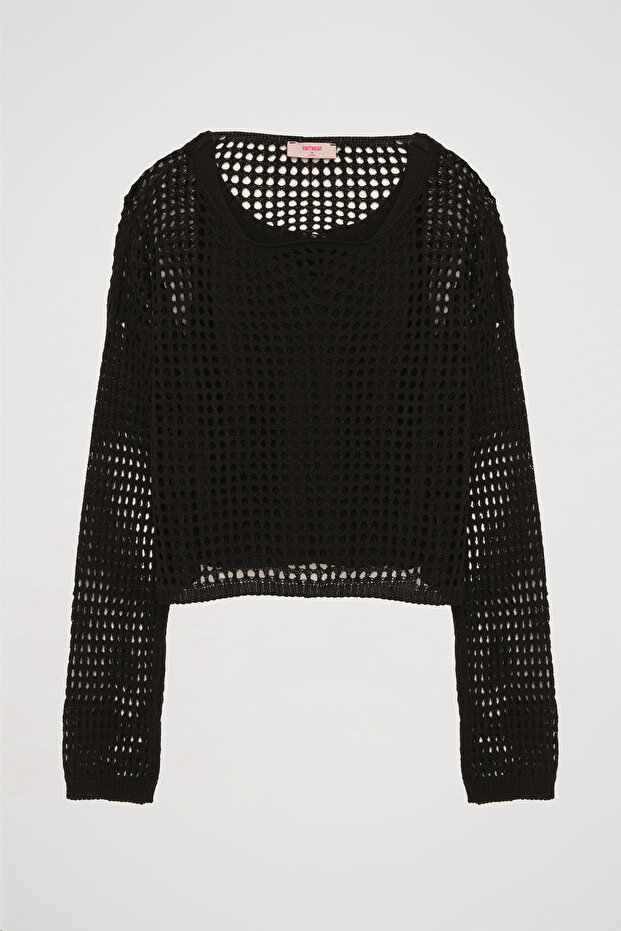 Ajurlu İkili Triko Siyah - 2