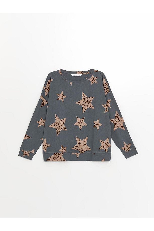 Bisiklet Yaka Desenli Uzun Kollu Kadın Pijama Takımı (W4) - 8