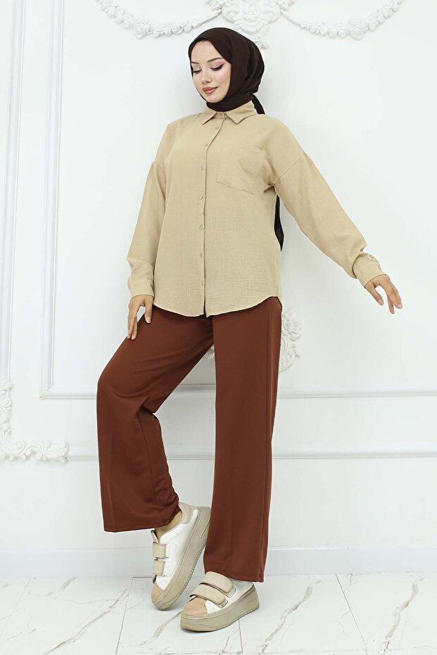 Bež Lan košulja - Model 20153 - 3