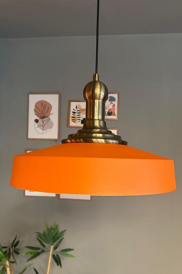 Açe Turuncu Tekli Eskitme Uzun Tokmak Başlık Avize Retro Sarkıt Ofis Showroom Salon Mutfak Avizeleri - 5