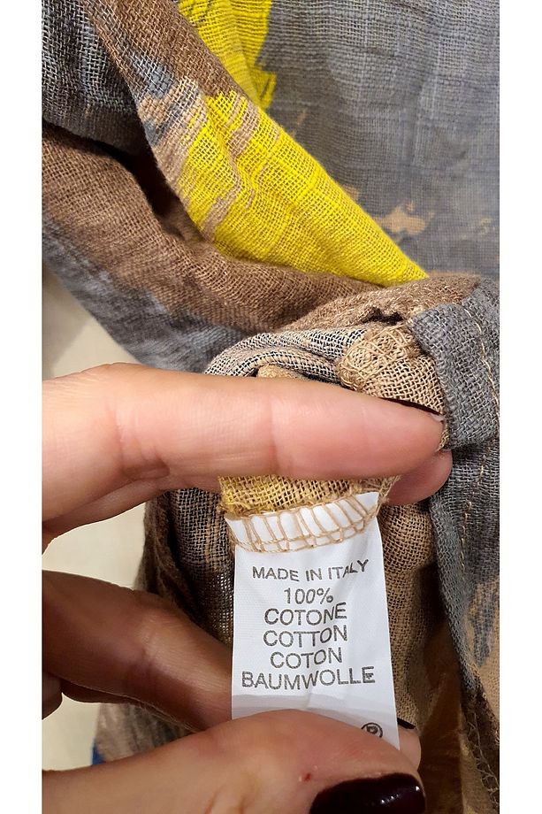 PATCHWORK DESEN 3 DÜĞMELİ KETEN GÖMLEK - 6