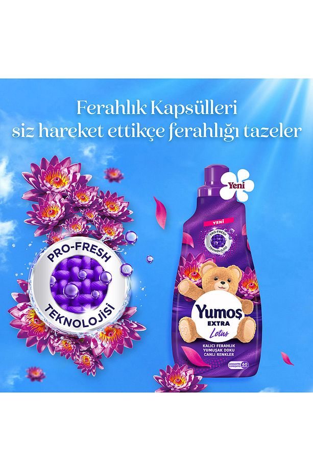 Yumoş Extra Çamaşır Yumuşatıcı Lotus ml 1440 ml 60 Yıkama x4 - 6