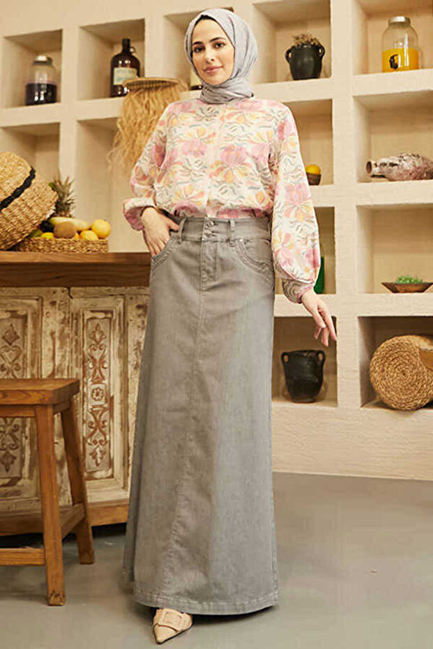 2269-Denim Skirt Gray