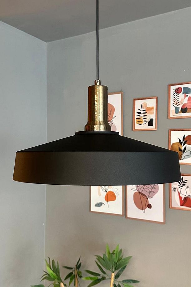 Açe Siyah Tekli Eskitme Fener Başlık Avize Retro Sarkıt Ofis Showroom Salon Mutfak Avizeleri - 2