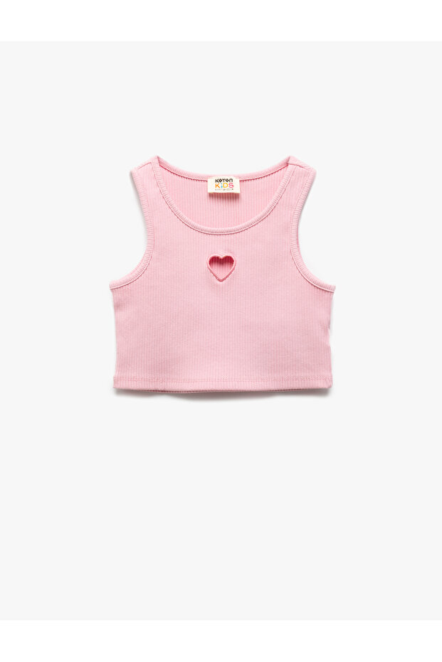 Heart Window Detailed Sleeveless Ribbed Crop Tank Top