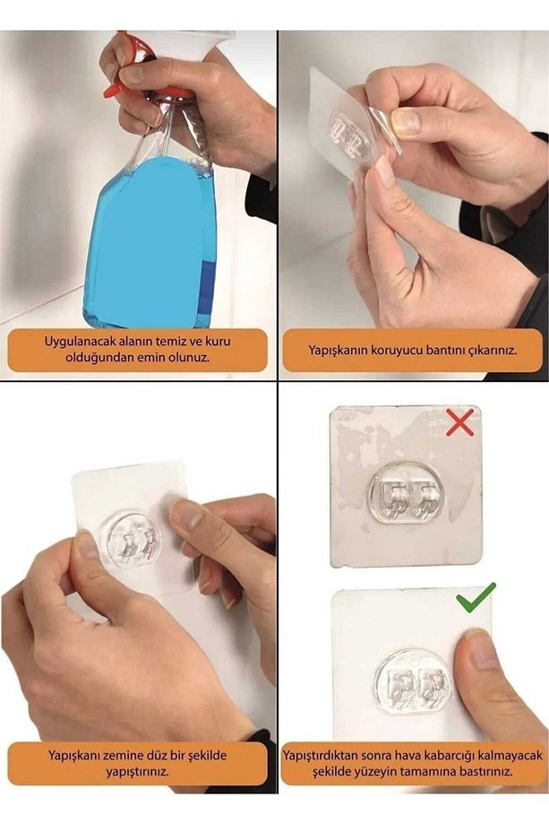 Yapışkanlı Kancalı 3 Adet3 Katkı Banyo Mutfak Düzenleyici Raf Mat Siyah - 4
