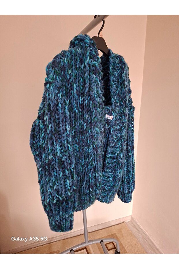 Hırka Dev ip Selanik örgü kapşonlu - 5