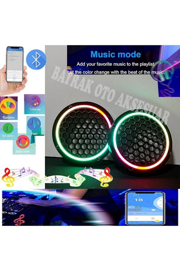 16CM Pixel Kayar Ledli Midrange Kapağı Bluteooth Alıcılı Telefon Kontrollü Neon Pixel Midrange - 3