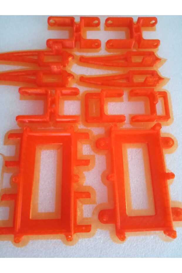 ARDUİNO ÖRÜMCEK ROBOT PROJESİ PLASTİK SET + CİVATA SOMUN ( 6 ADET ) ( FUL YARI SAYDAM TURUNCU RENK ) - 1