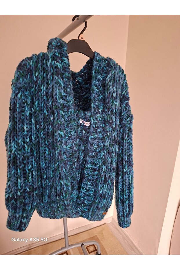 Hırka Dev ip Selanik örgü kapşonlu - 6