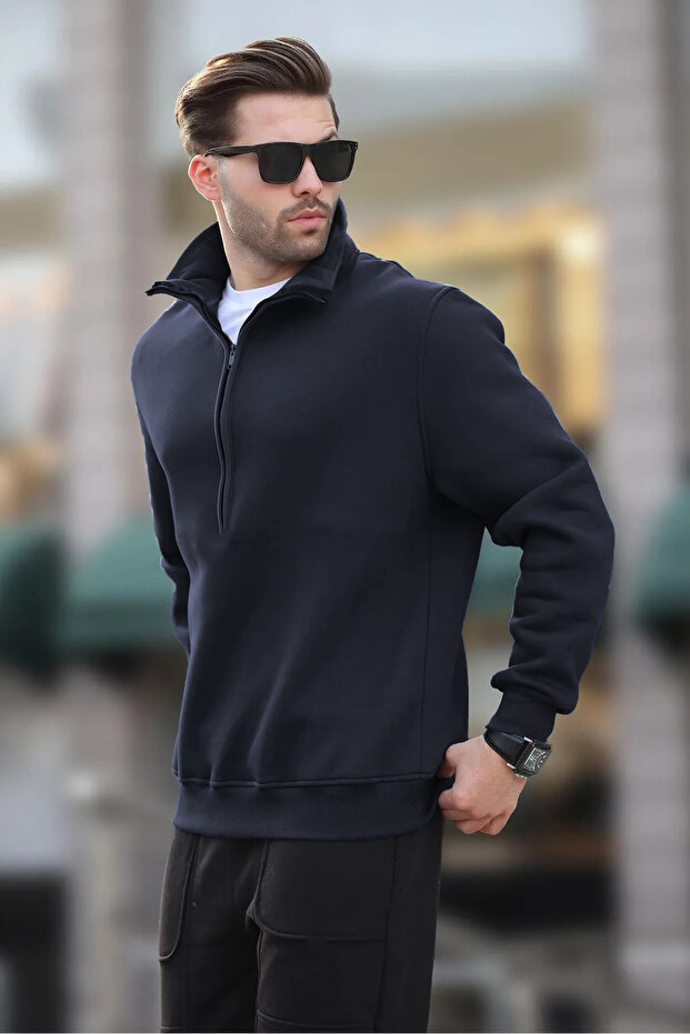 Men's Basic Half Zipper Premium Model Sweatshirt - 2
