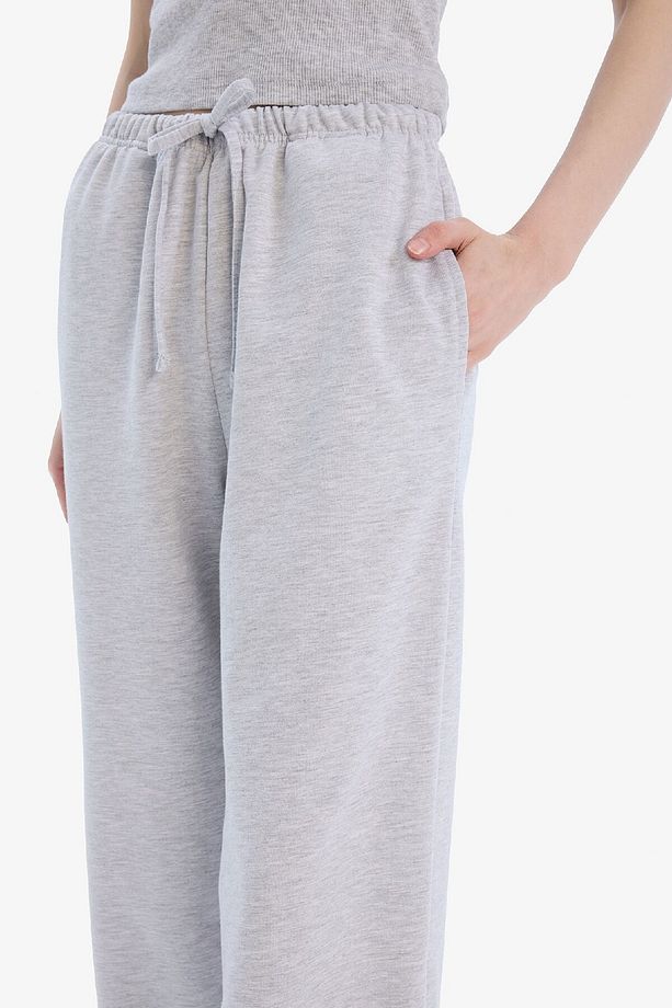 Straight Fit Beli Lastikli Eşofman Altı Uzun Boy Cepli Basic Düz D6667AX25SP - 4