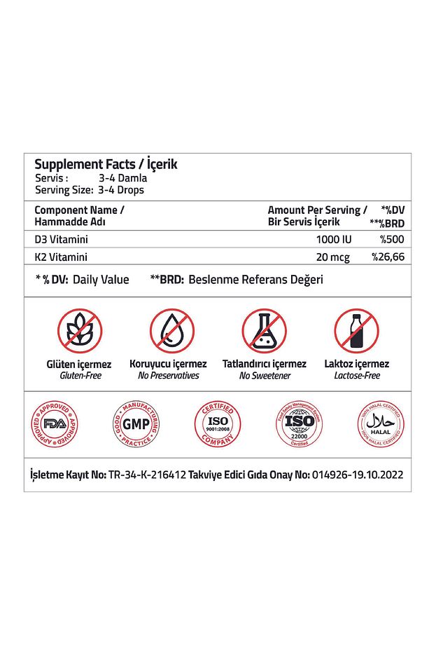 Vitamin D3 + Vitamin K2 Drops 20 ml - 3