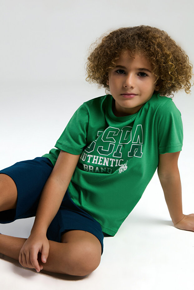 U.S. Polo Assn. Boy's Plain Colors T-Shirt-Shorts Set