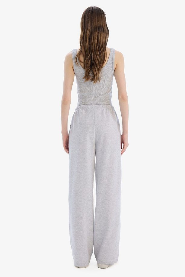 Straight Fit Beli Lastikli Eşofman Altı Uzun Boy Cepli Basic Düz D6667AX25SP - 5