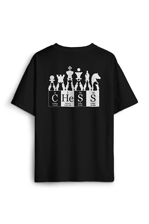 Unisex Oversize T-Shirt - Chess Periodic Chess Fischer Back Front Printed T-Shirt