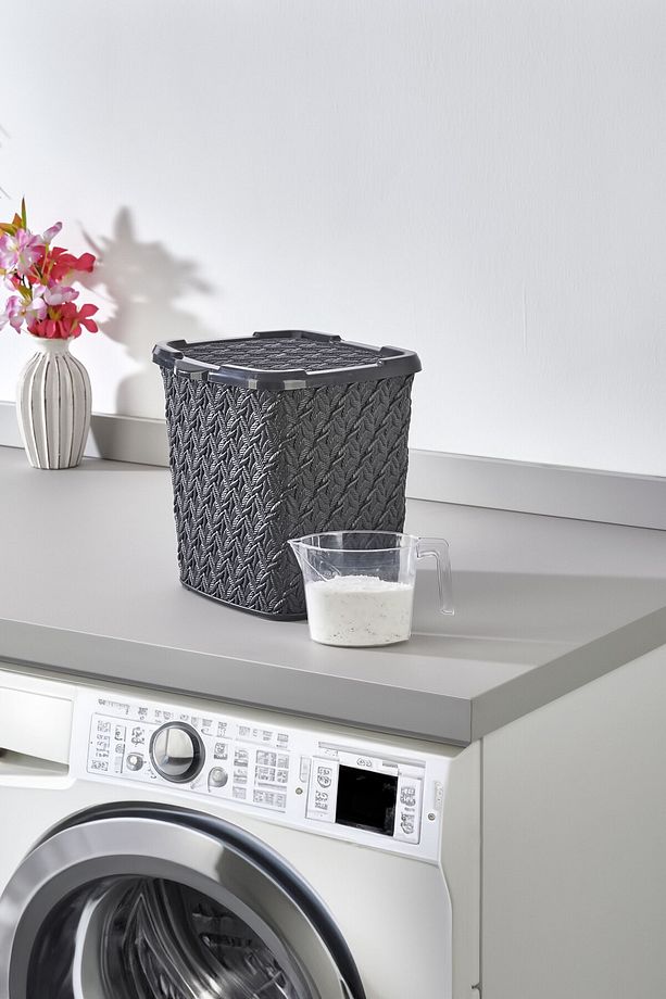 Ölçek Kabı Hediyeli Örgü Deterjan Kutusu 5 Litre Siyah - 1