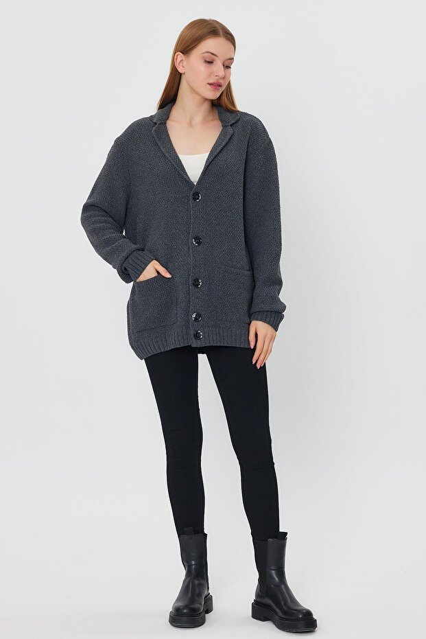 Buttoned Loose Knitted Cardigan (E23-6709)