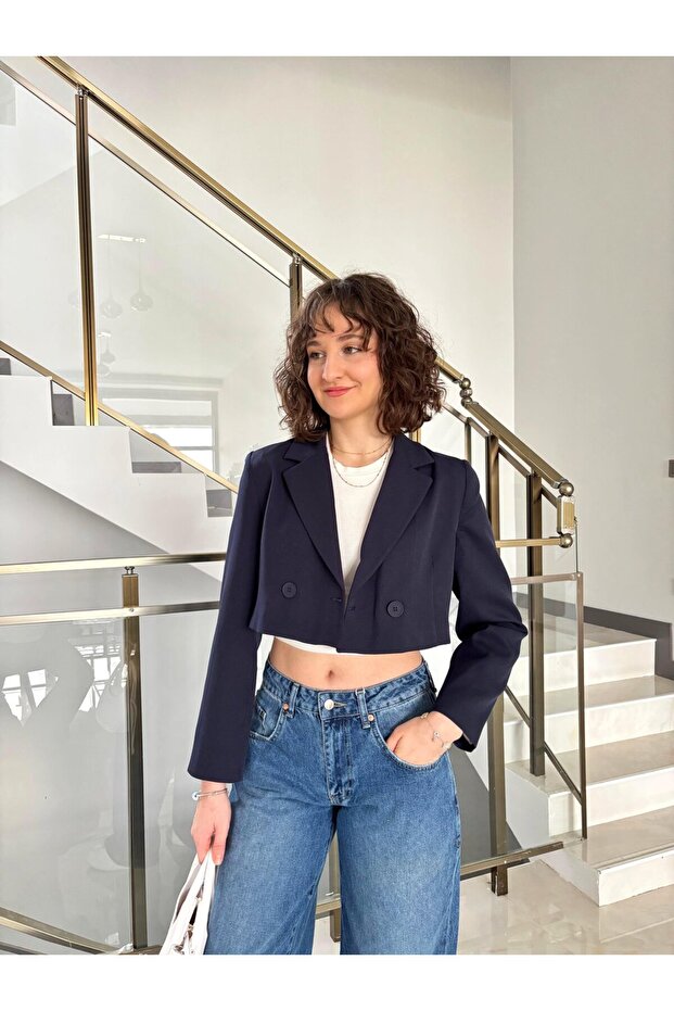 سترة قصيرة مزدوجة الصدر - 5