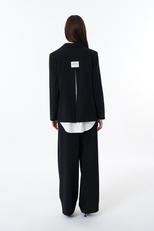 سترة بليزر سوداء - مع فتحة خلفية ونافذة - 5