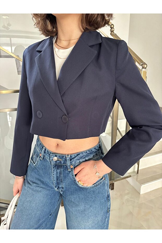 سترة قصيرة مزدوجة الصدر - 7