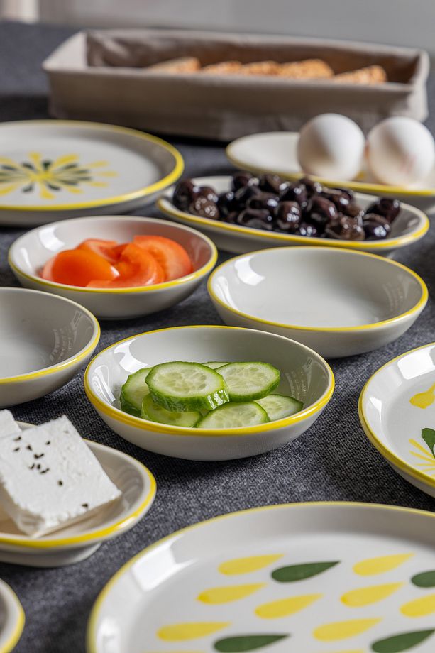14 Parça 6 Kişilik Handmade Yeşil Nokta Kahvaltı Takımı - Lüx Kahvaltılık Sunum Seti - 5