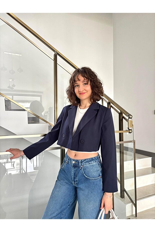 سترة قصيرة مزدوجة الصدر - 3