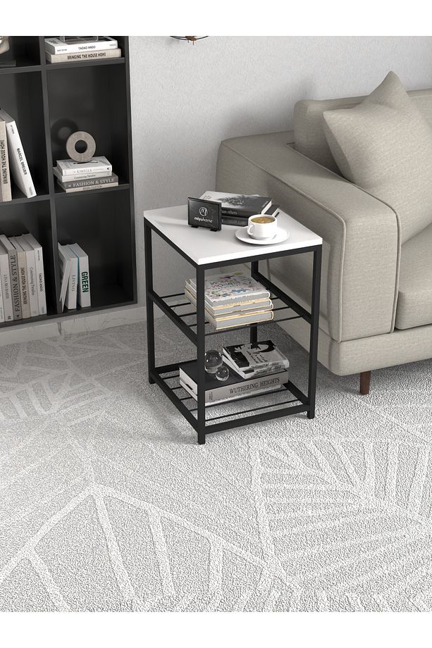 Ludlow 3 Raflı Metal Yan Sehpa Zigon Raflı Sehpa Çay Kahve Köşesi LU10-W - 2
