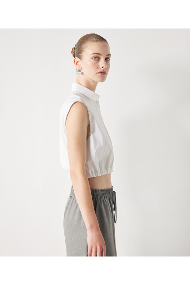 Kristal taş şeritli gömlek - 2