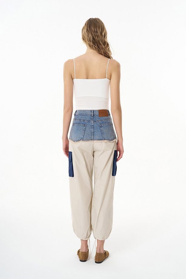 Askılı Crop Basic Atlet Ekru - 5