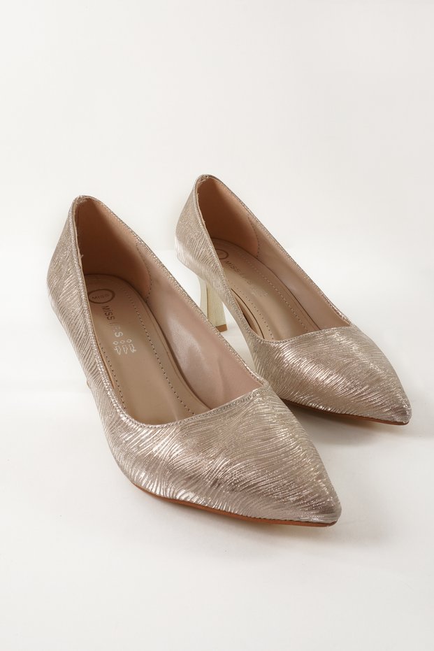 Women's Gold Gold Print Pointed Toe Evening Shoes