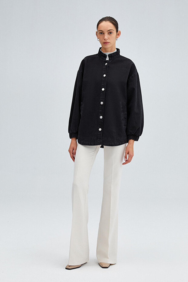 Oversıze Denım Bomber Ceket - 4