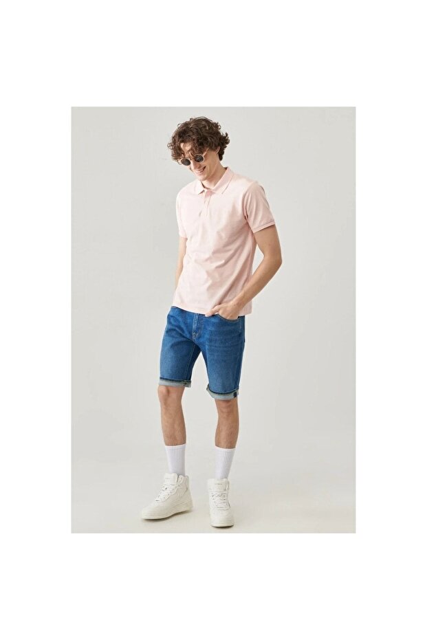 Men's Pink Polo Neck T-Shirt
