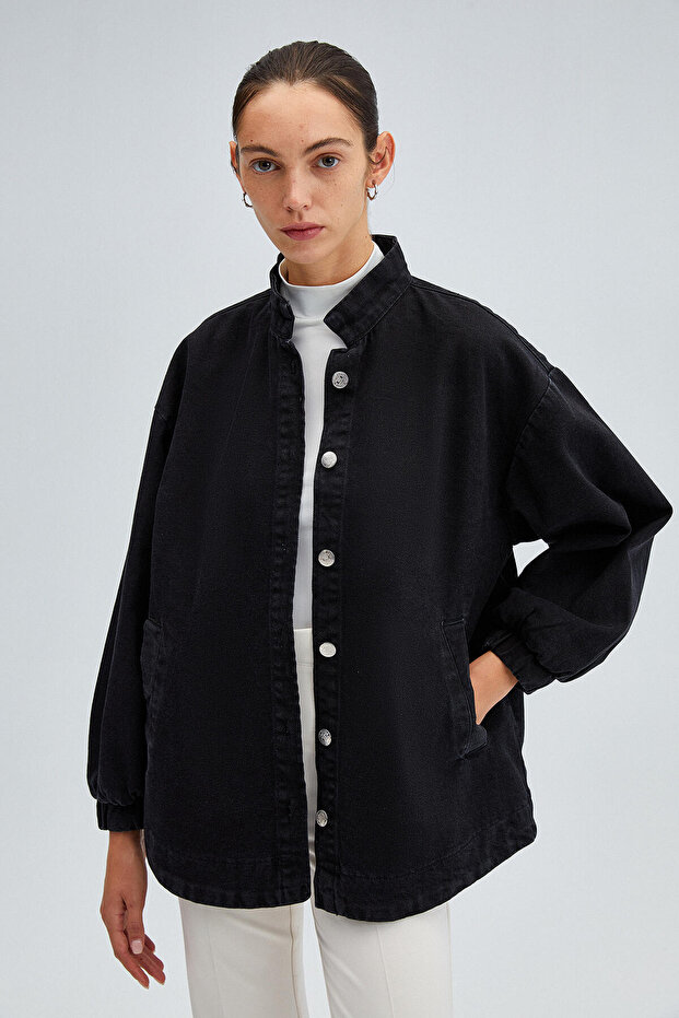 Oversıze Denım Bomber Ceket - 3