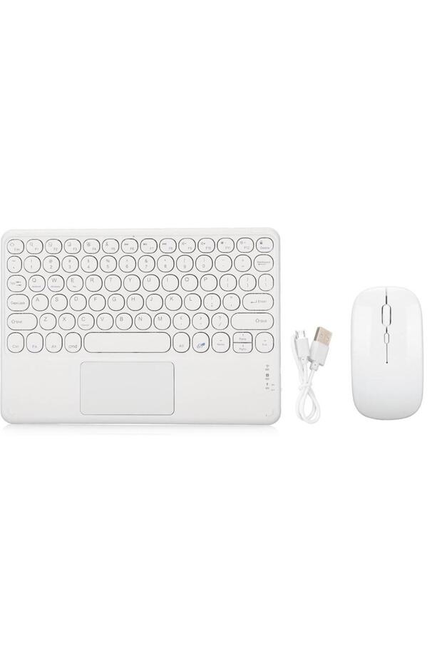 Inovio Evo Tab 7 Pro 7" Uyumlu Bluetooth Şarjlı TouchPad'li Klavye Mouse Seti - Beyaz - 6