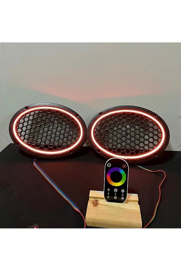 Neon Işıklı Oval Midrange Kapağı Rgb Kumandalı 2 Takım 4 Adet - 3