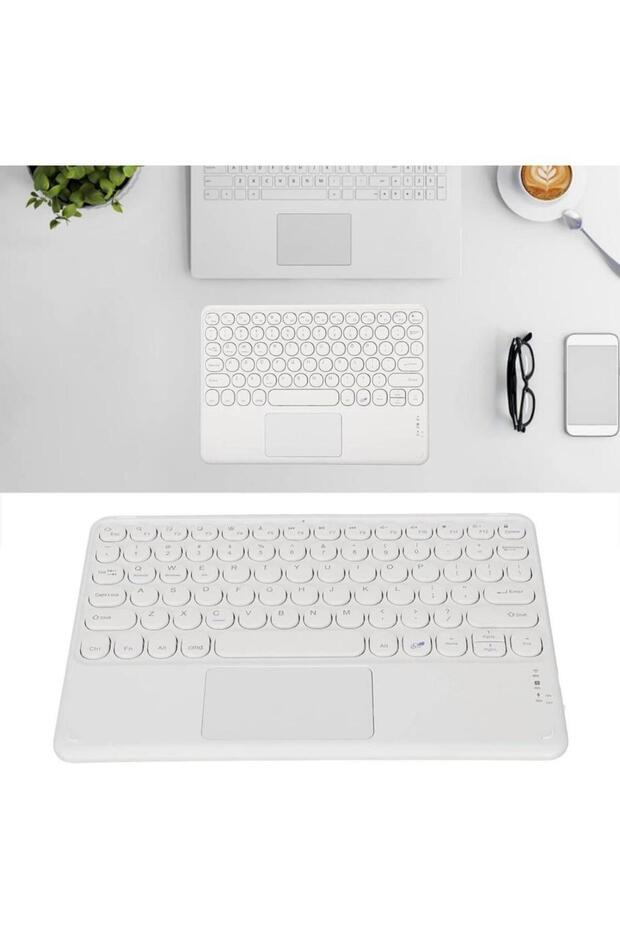 Inovio Evo Tab 7 Pro 7" Uyumlu Bluetooth Şarjlı TouchPad'li Klavye Mouse Seti - Beyaz - 3