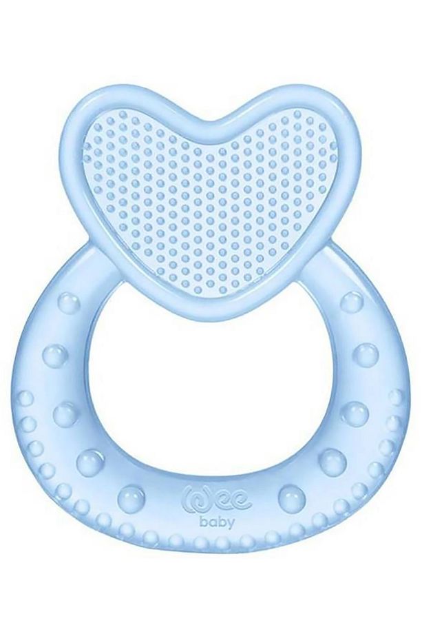 Unisex Bebek Mavi Kalpli Silikon Diş Kaşıyıcı - 1