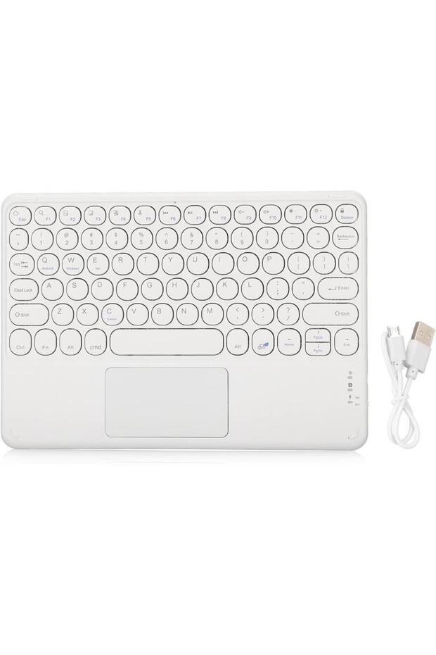 Technopc Ultrapad Ruby W10 10.1" Uyumlu Kablosuz Bluetooth Şarjlı TouchPadli Klavye - Beyaz - 6