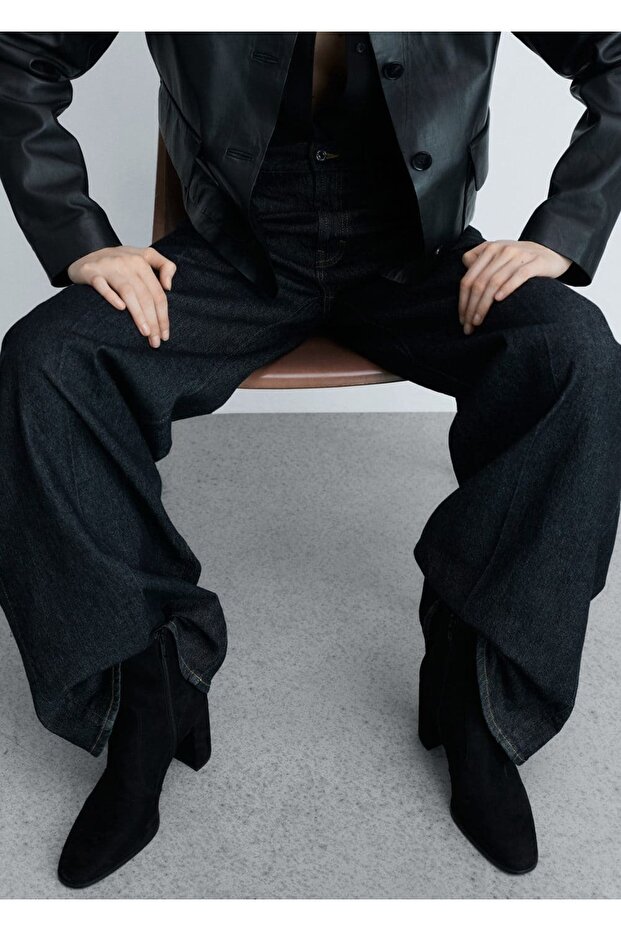 Süet blok topuklu bilekte bot - 6