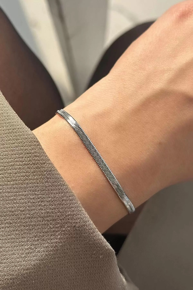 Silver Color Italian Chain Steel Bracelet