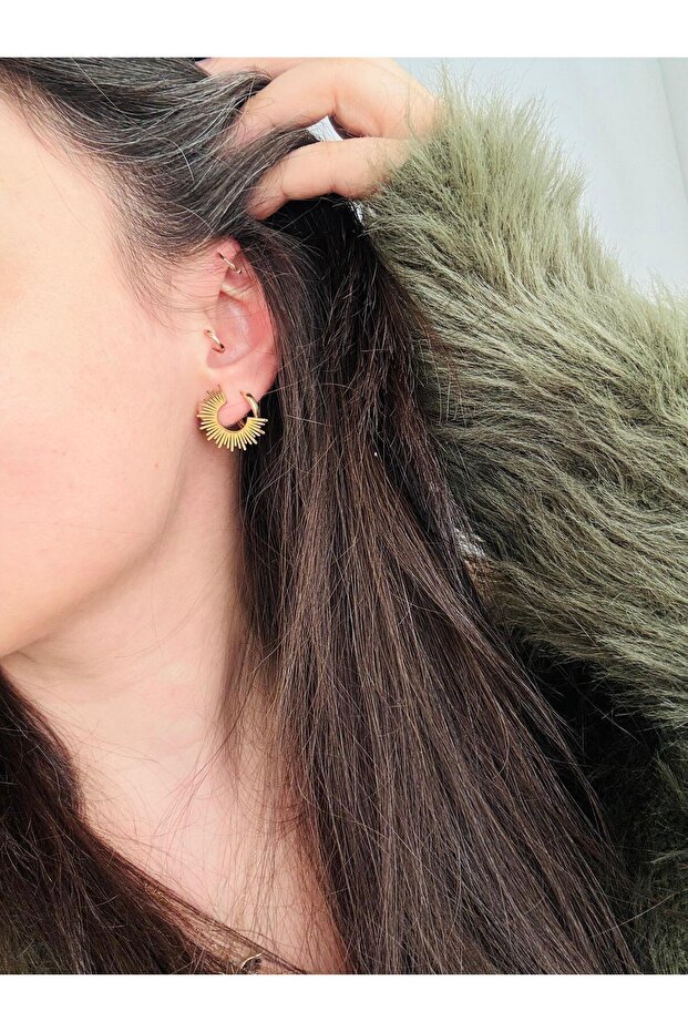 Stainless Steel Half Circle Sun Earring