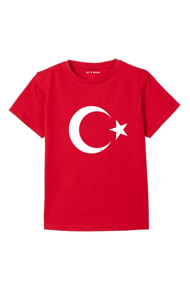 Unisex Children's Turkish Flag Short Sleeve T-Shirt 23 April 19 May 29 October 10 November Crew Neck