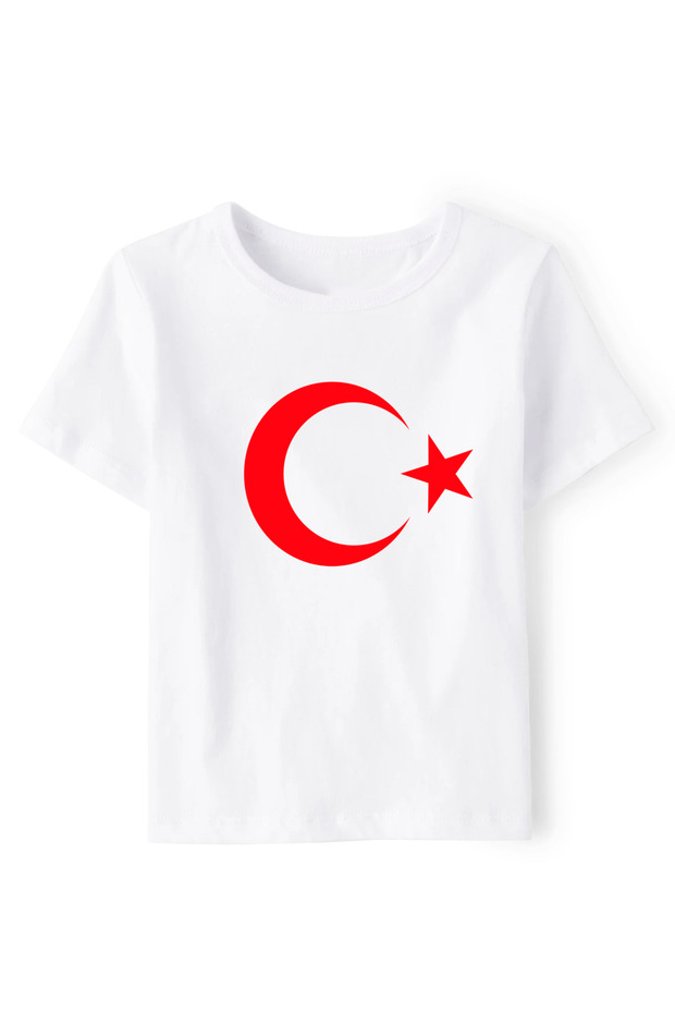Unisex Children's Turkish Flag Short Sleeve T-Shirt 23 April 19 May 29 October 10 November Crew Neck