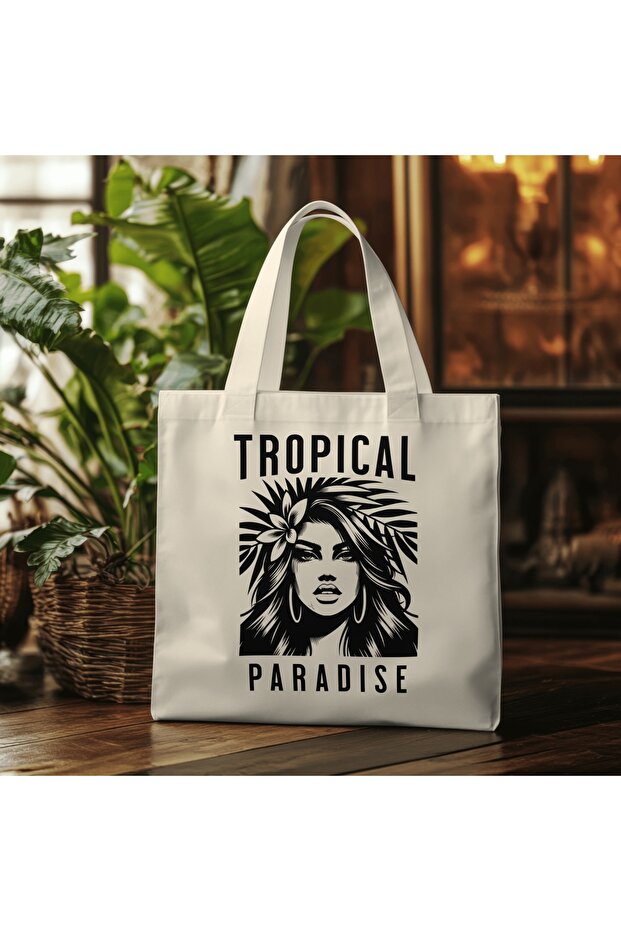 حقيبة إنتاج مخصصة من القماش المطبوع من Tropical Paradise