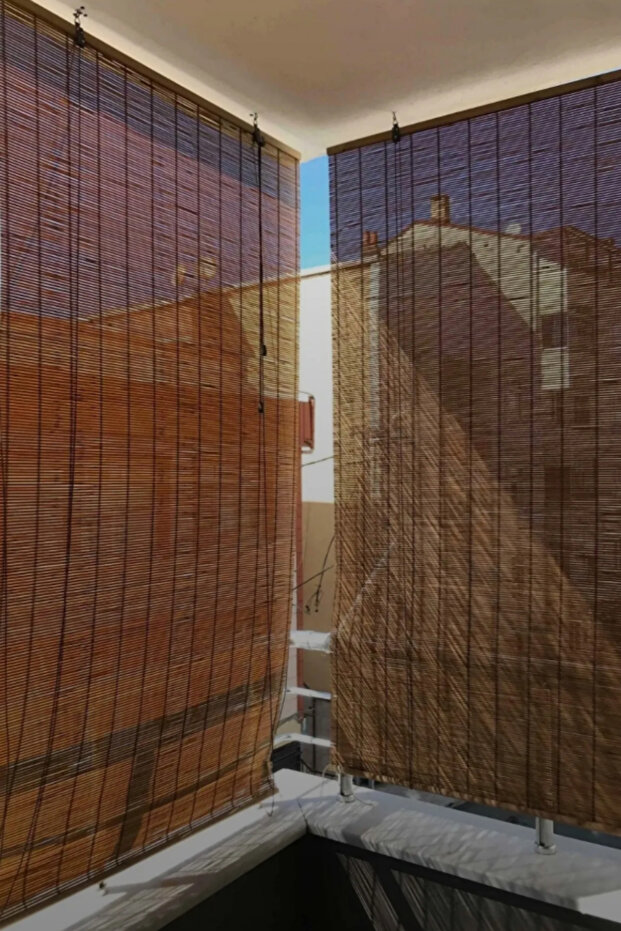 Ahşap Görünümlü Bambu Stor Perde Kahve - 1